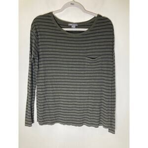 Vince Green and Black Stripe Long Sleeve Top Sz M